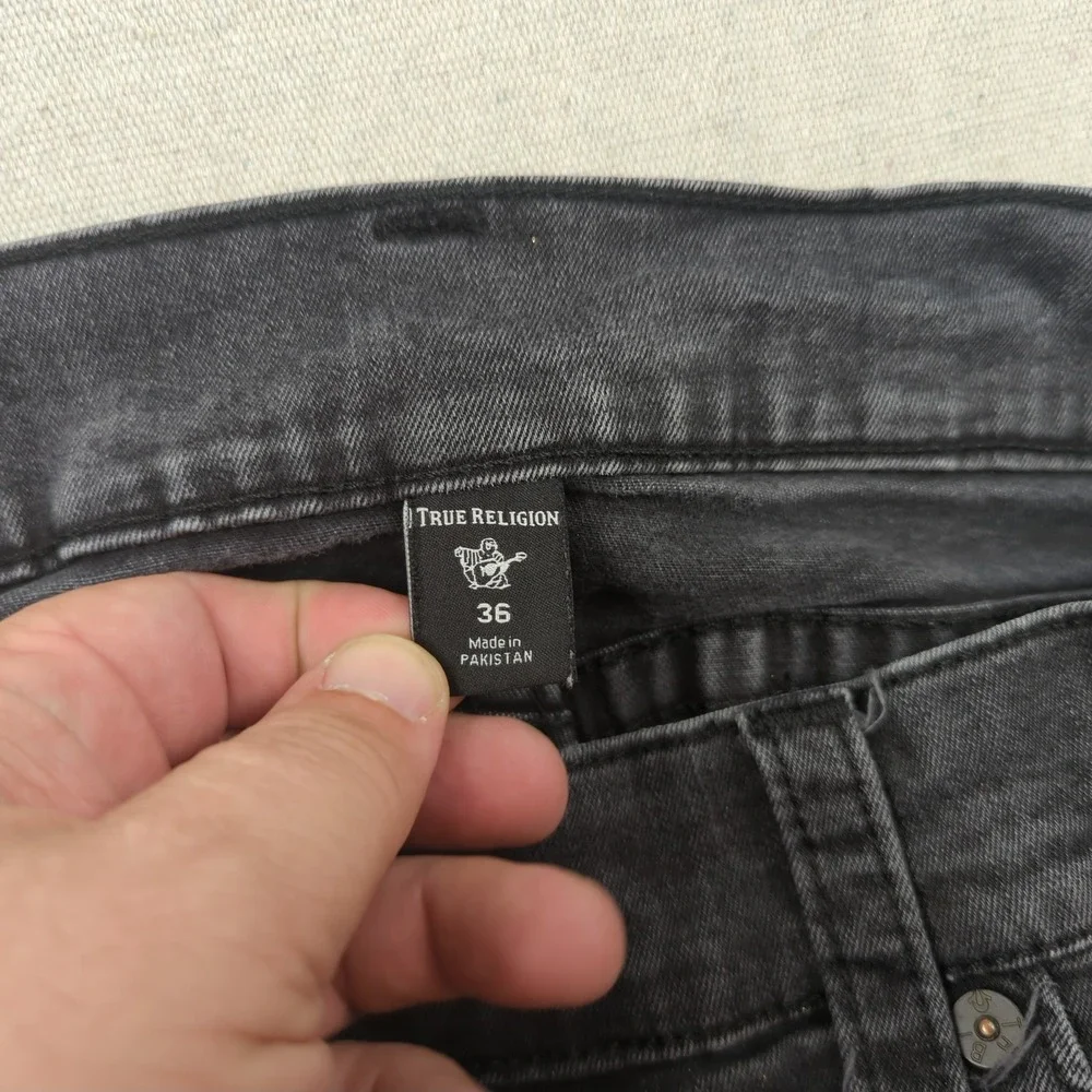 True Religion Jeans Mens 36x31 Black Ricky Relaxed Straight Flap Pocket